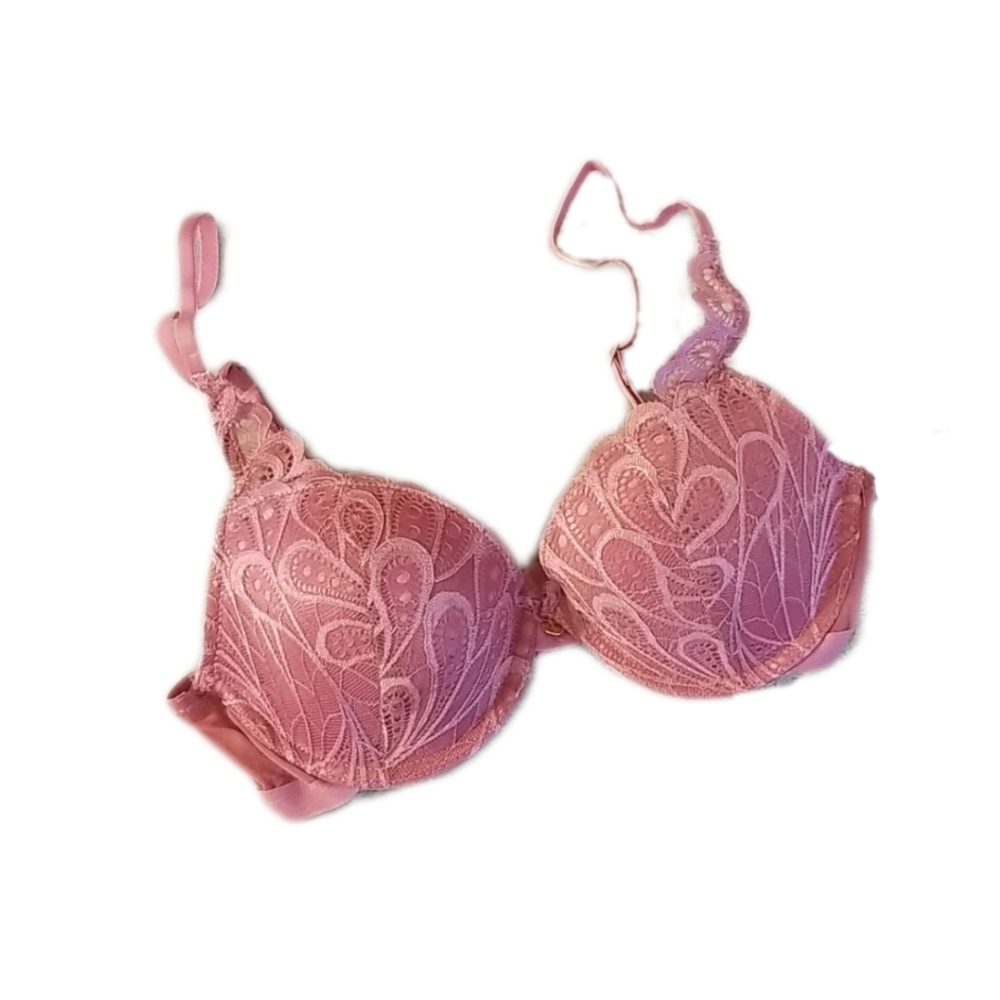 Sam Edelman Lace T-Shirt Padded Bra in Rose Wine 34C